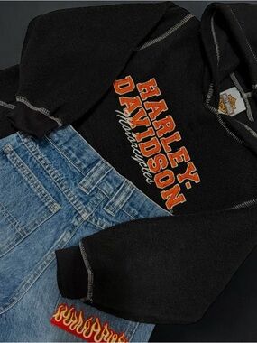 Harley-Davidson Black and Orange Logo Tag Hoodie